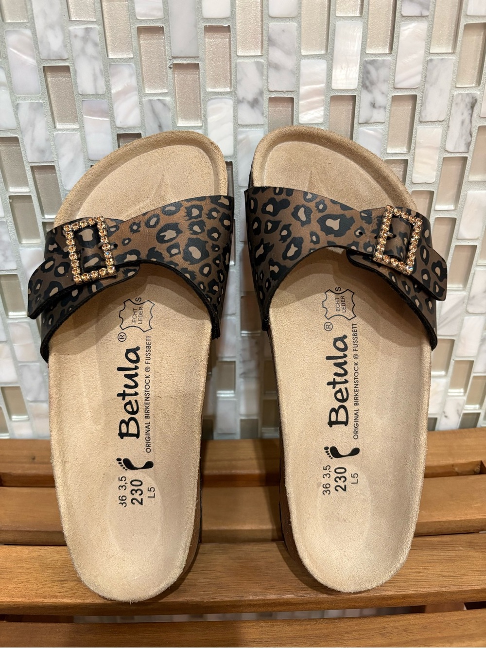 Birkenstock Betula Leopard Strap Sandals Sz 36 Eu L5